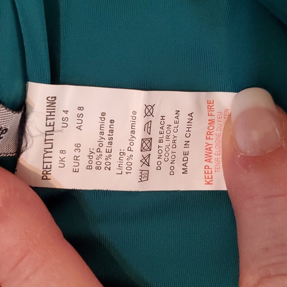 New Pretty little thing teal colored high cut Bikini bottoms size 4 - Picture 4 of 6